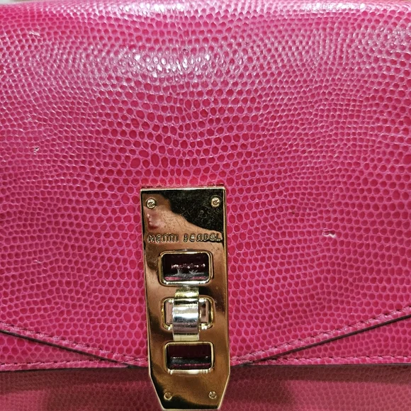 HENRI BENDEL Pink Handbag, Pink Snake Skin Purse, Some Peeling, See Pics - Picture 5 of 9